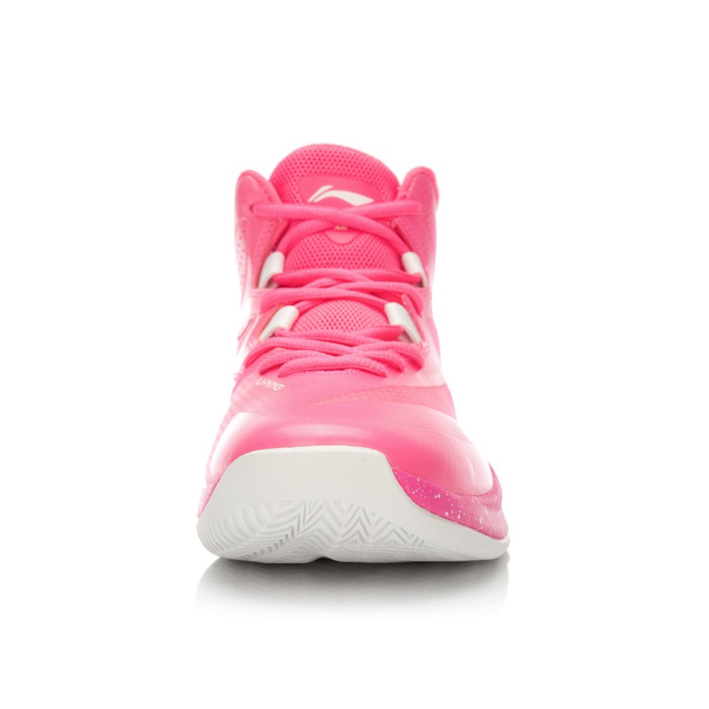 white and pink basketball shoes