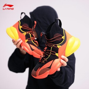 Li-Ning 2019 Power VI Men's High tops Bounse Basketball Sock-like Game Shoes - Black/Orange
