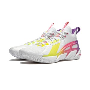 Li-Ning BADFIVE4 Men's Outdoor Basketball Shoes - White/Yellow/Purple