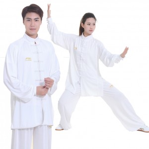 Li Ning Mens Womens Milk Fiber Martial Arts Tai Chi Kung Fu Clothing Suit White
